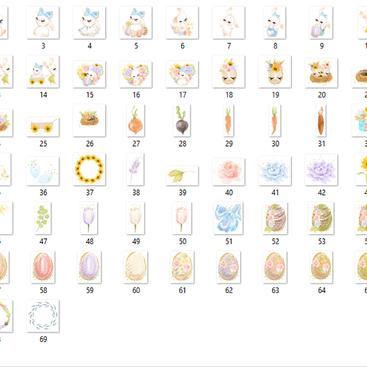 KIt Digital Pascóa Aquarela Coelhinhos  2