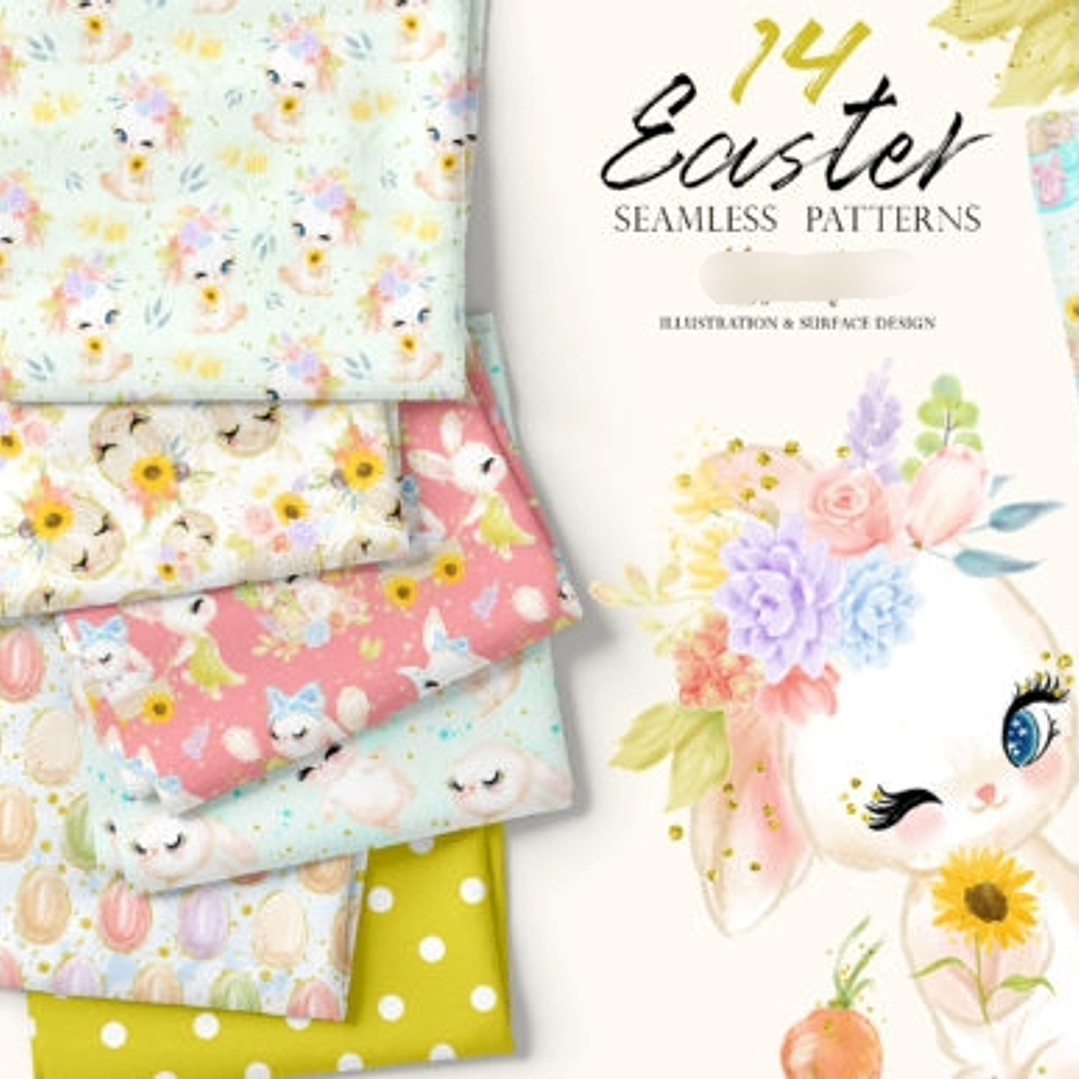 Kit Digital Papéis Coelhinhos Páscoa  1