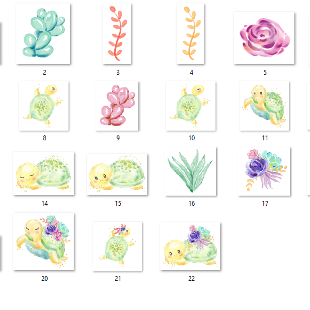 Kit Digital Tartaruga Aquarela  2