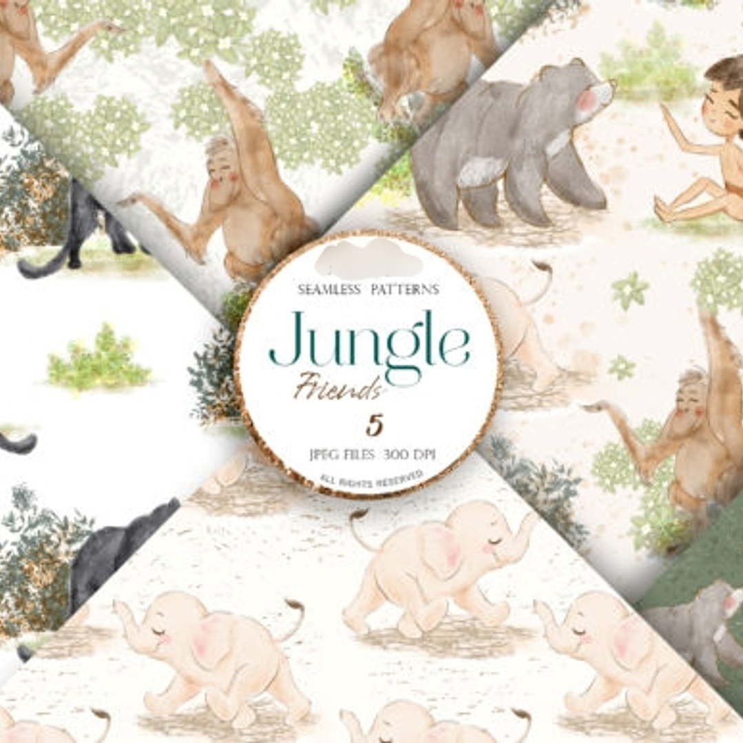 Kit Digital Papéis Tarzan Aquarela  1