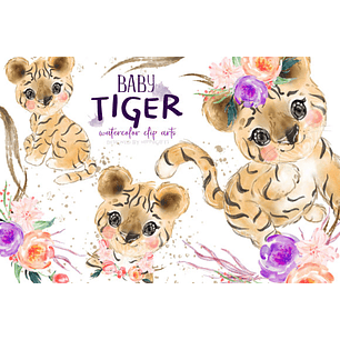 Kit Digital Tigre Baby Aquarela 