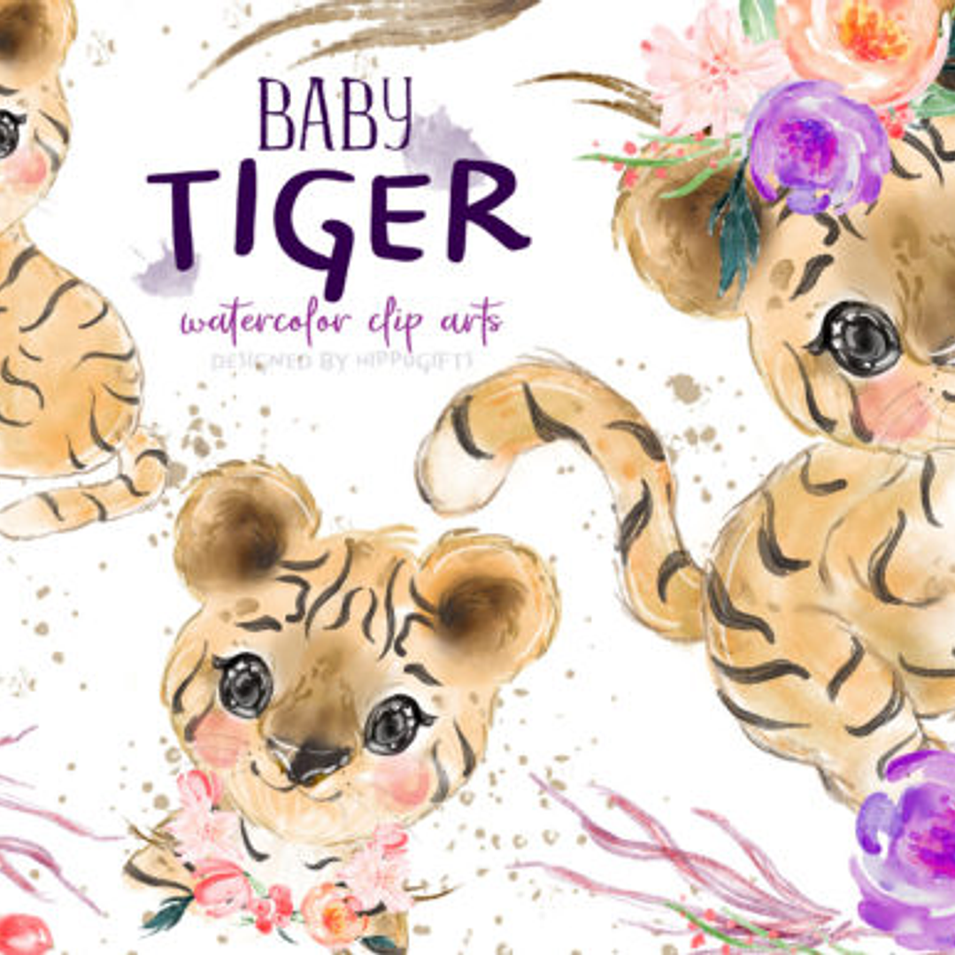 Kit Digital Tigre Baby Aquarela  1