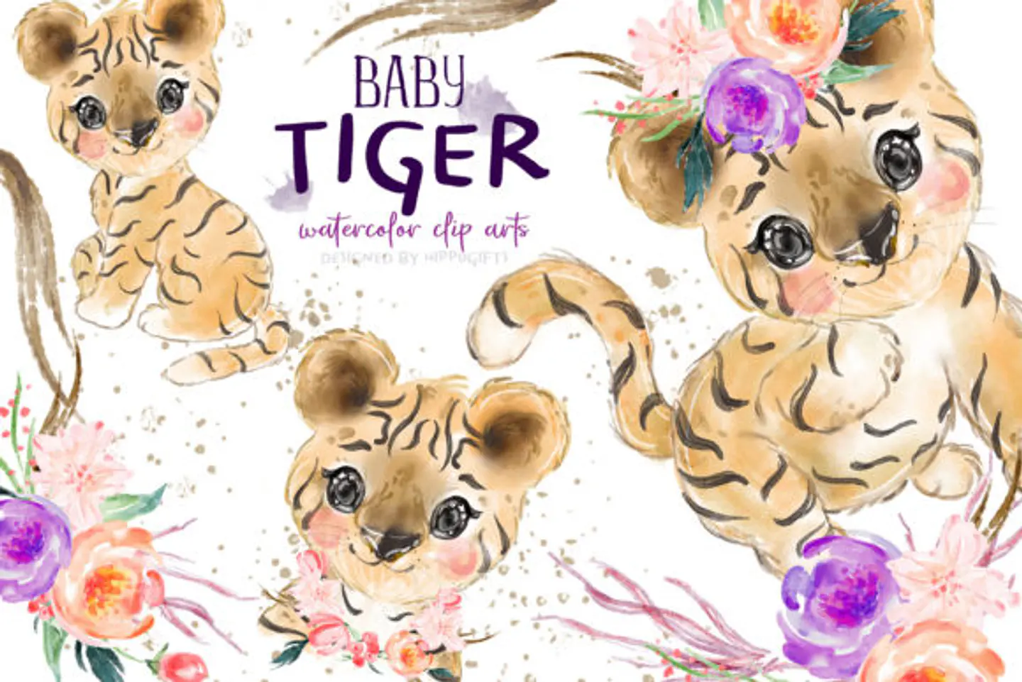 Kit Digital Tigre Baby Aquarela  1