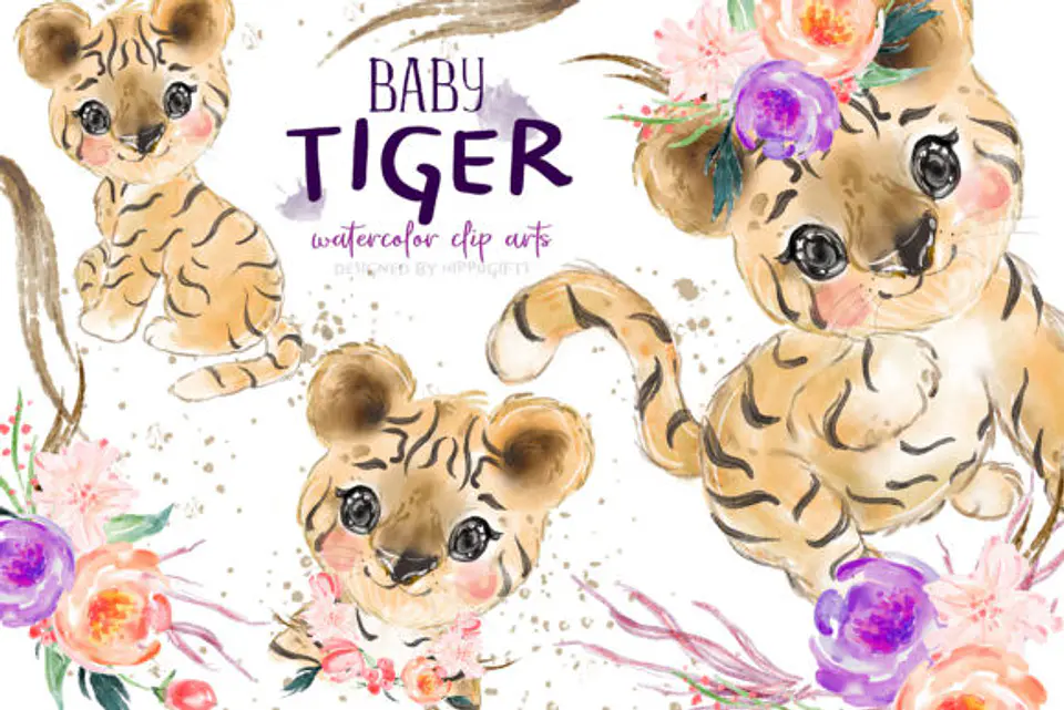 Kit Digital Tigre Baby Aquarela  1