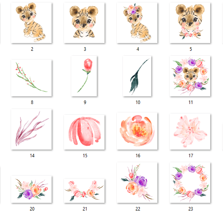 Kit Digital Tigre Baby Aquarela  2