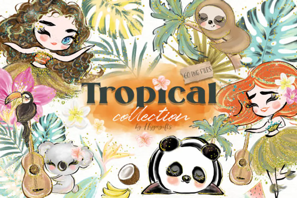 Kit Digital Tropical Aquarela  1