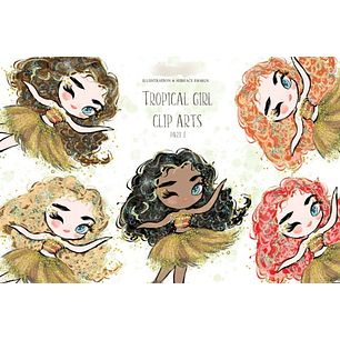 Kit Digital Meninas Aquarela Tropical 2