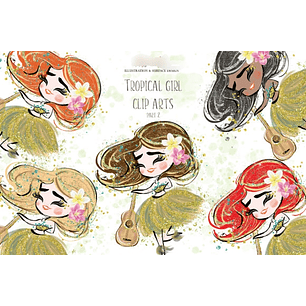 Kit Digital Tropical Meninas Aquarela