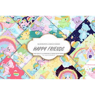 Kit Digital Papéis Ursinhos Colorido 