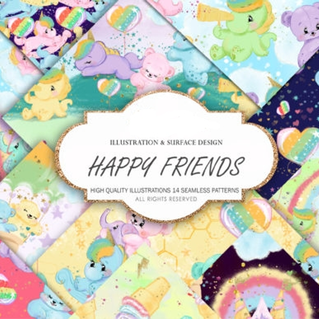 Kit Digital Papéis Ursinhos Colorido  1