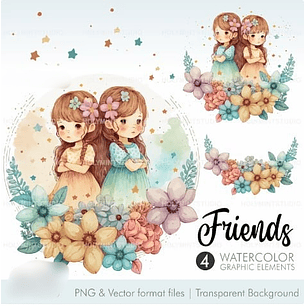 Kit Digital Melhores Amigas Meninas 