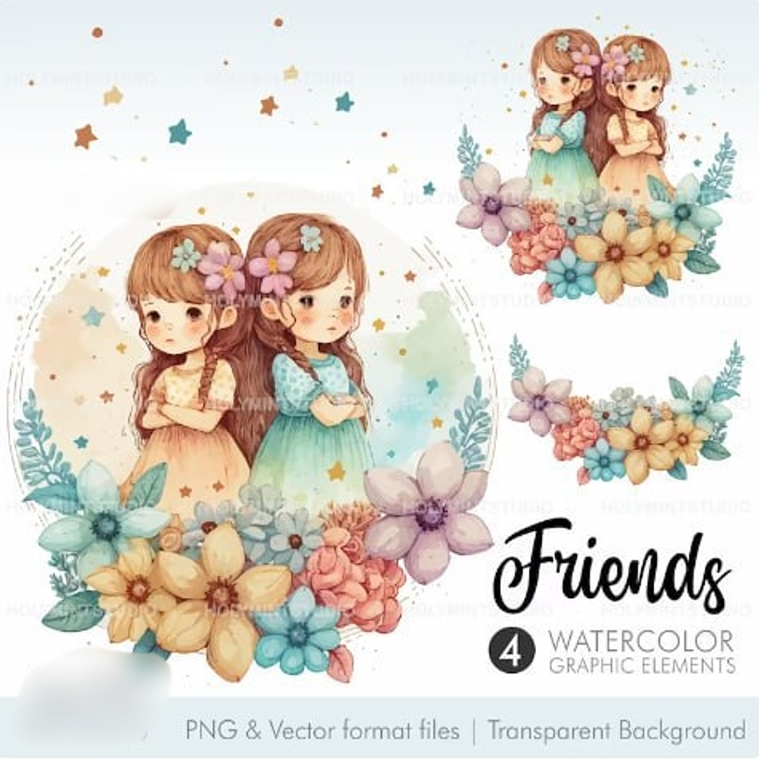 Kit Digital Melhores Amigas Meninas  1