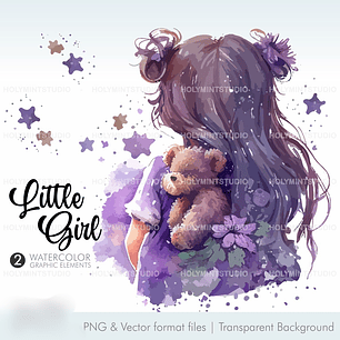 Kit Digital Menina com Ursinho Pelúcia 