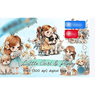 Kit Digital Menininha com Cachorrinho Cute 