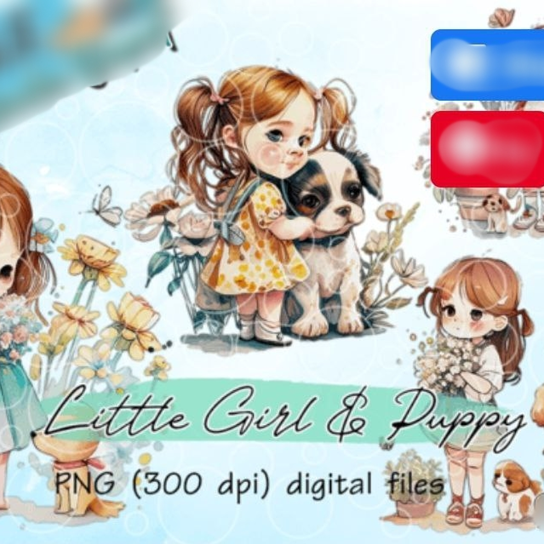 Kit Digital Menininha com Cachorrinho Cute  1