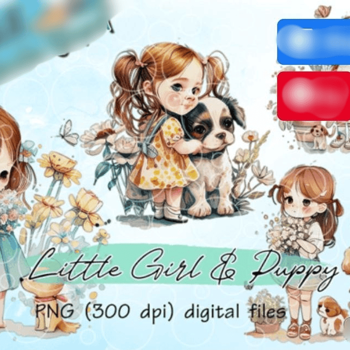 Kit Digital Menininha com Cachorrinho Cute  1