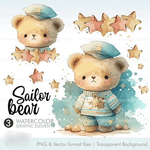 Kit Digital Urso Marinheiro 