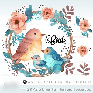 Kit Digital Guirlanda Pássaros