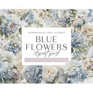 Kit Digital Flores Azuis 