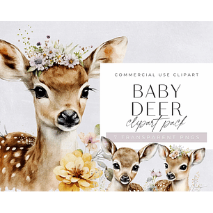 Kit Digital Cervo Bebê Veado Aquarela