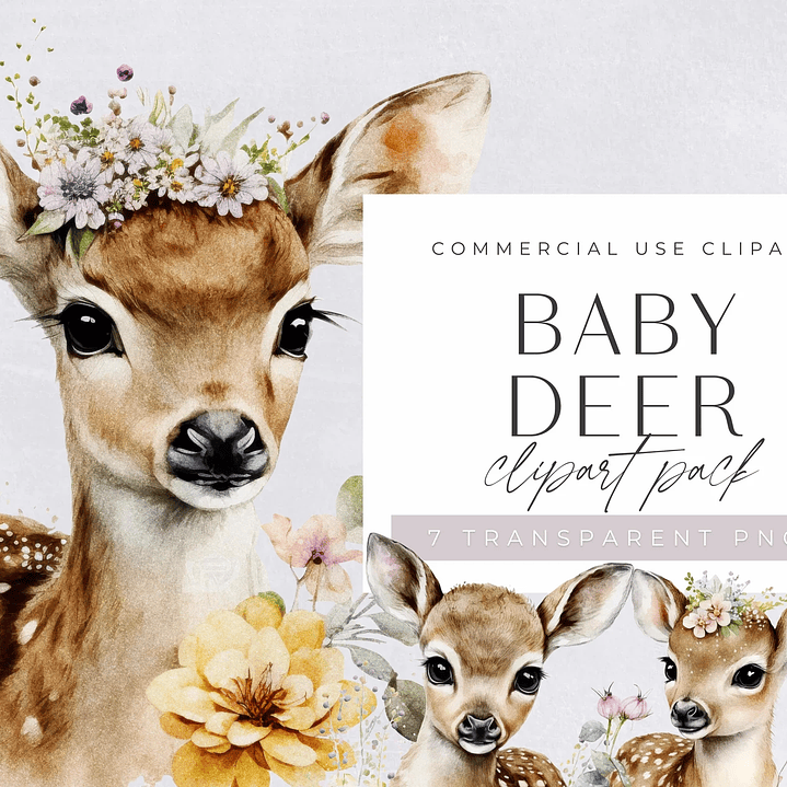 Kit Digital Cervo Bebê Veado Aquarela 1