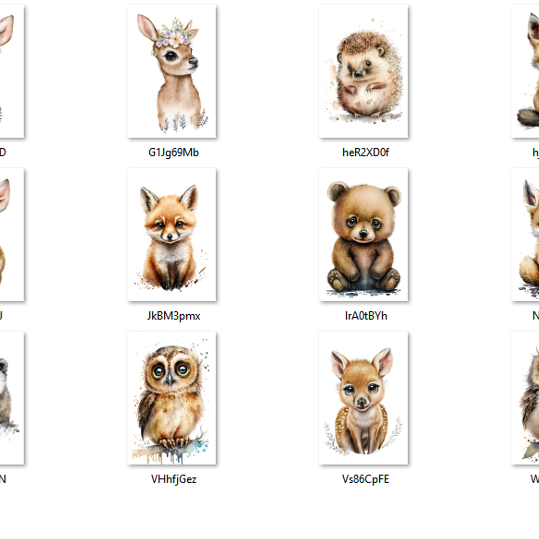 Kit Digital Animais Bebês da Floresta em Aquarela 2