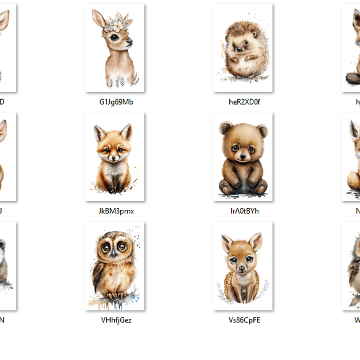 Kit Digital Animais Bebês da Floresta em Aquarela 2