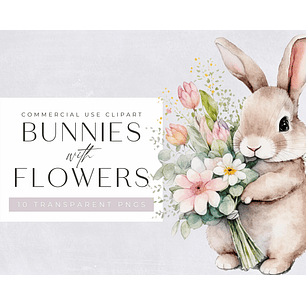 Kit Digital Coelhinhos e Flores 