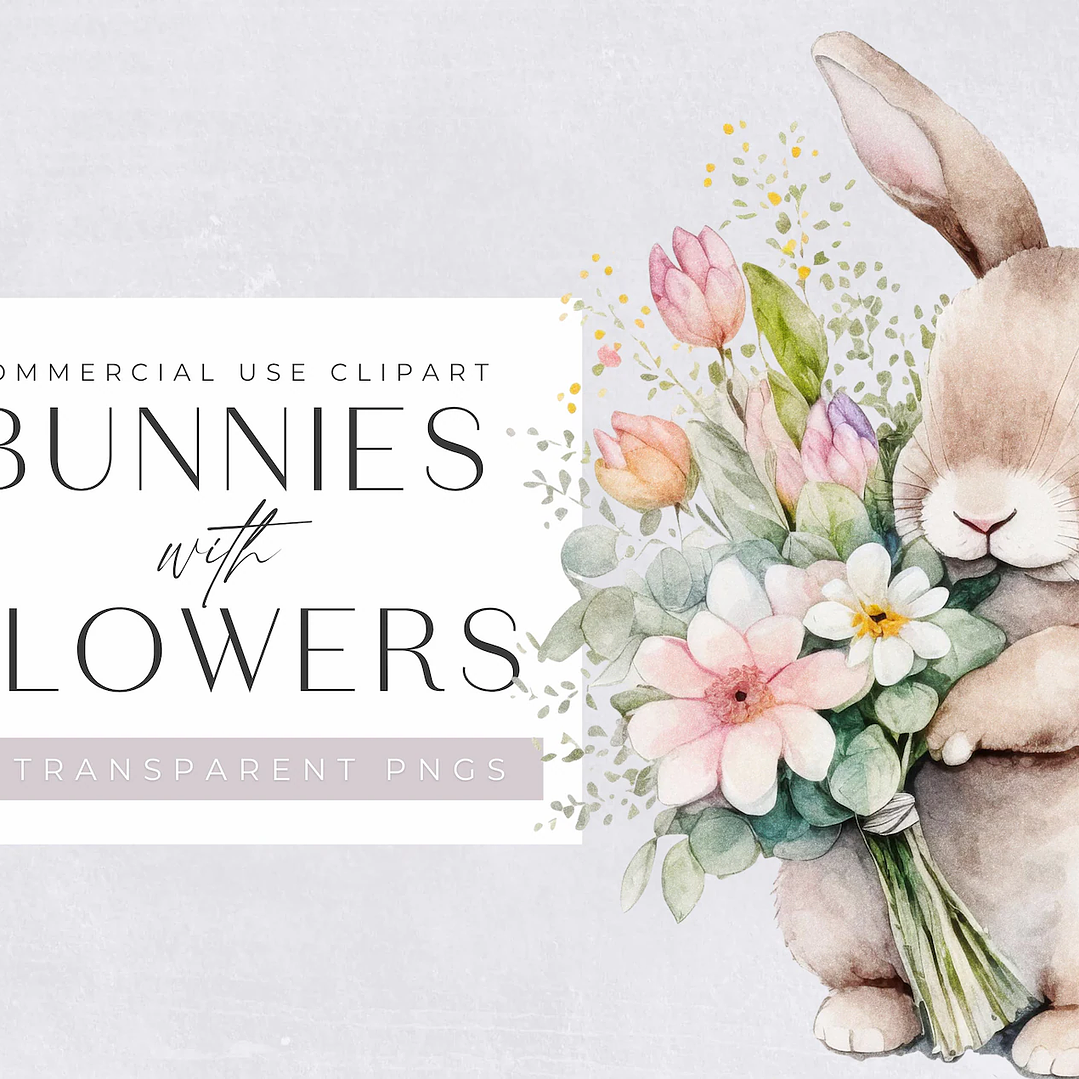 Kit Digital Coelhinhos e Flores  1