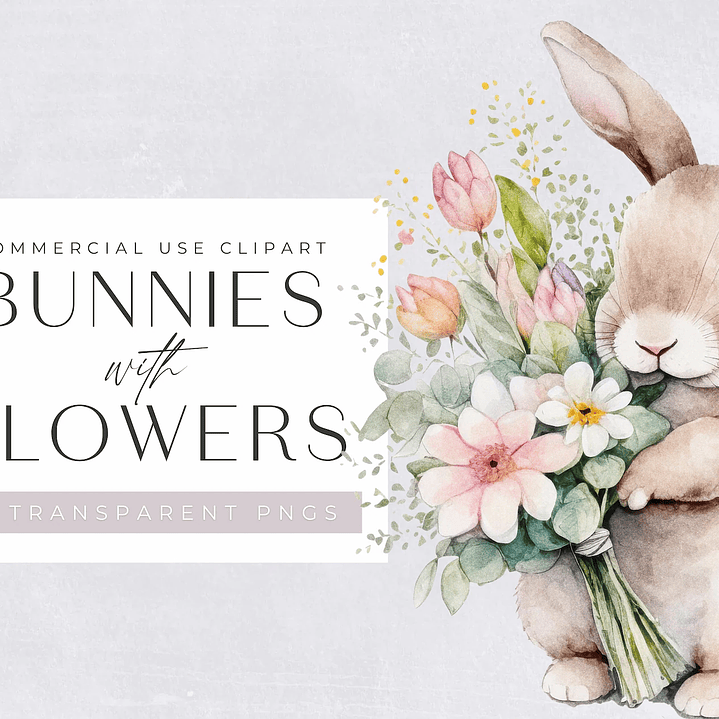 Kit Digital Coelhinhos e Flores  1