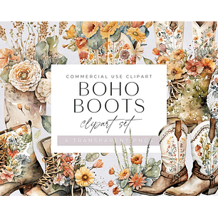 Kit Digital Botas de Cowboy Aquarela com Flores