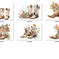 Kit Digital Botas de Cowboy Aquarela com Flores - Thumbnail 2