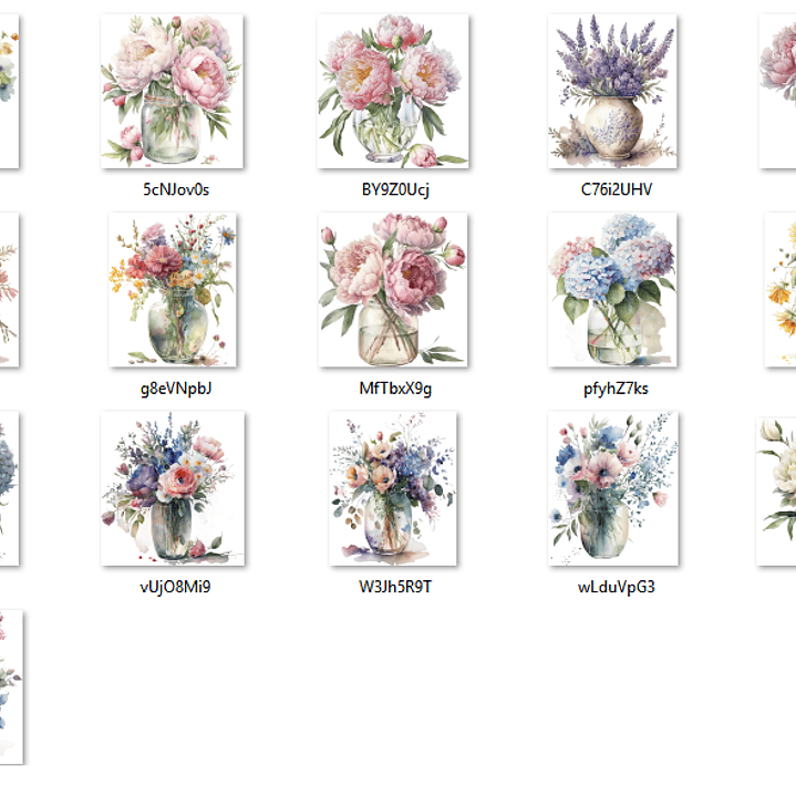 Kit Digital Flores Aquarela em Vasos 2