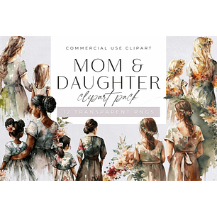 Kit Digital Aquarela Mãe e Filha