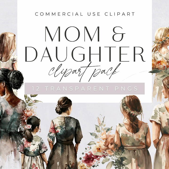 Kit Digital Aquarela Mãe e Filha 1