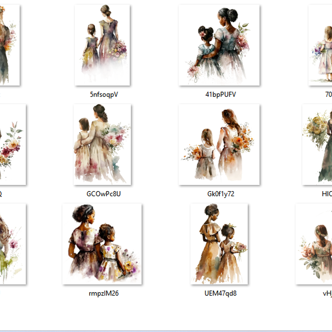 Kit Digital Aquarela Mãe e Filha 2