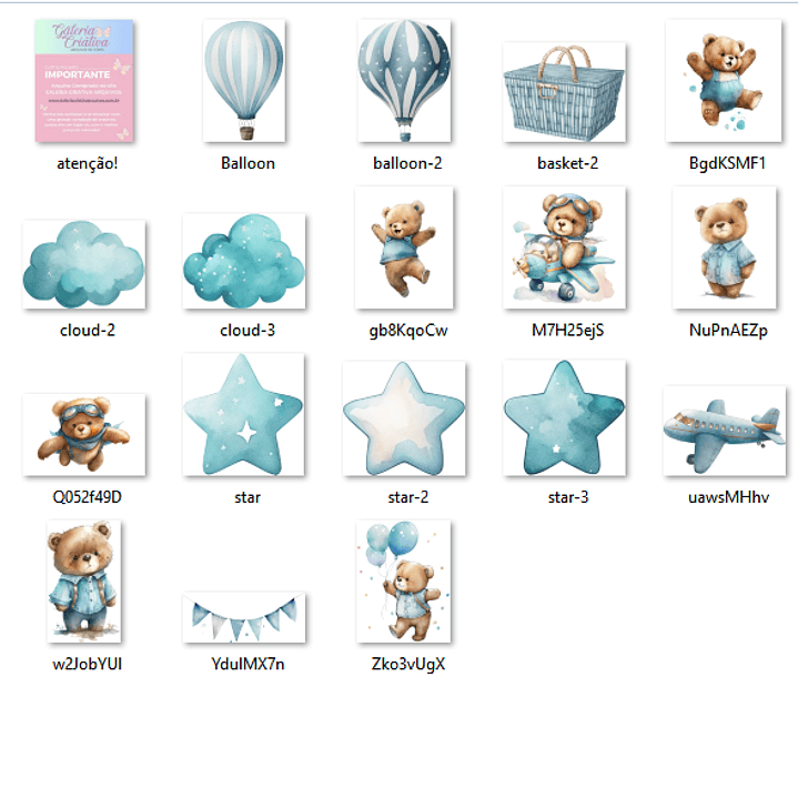 Kit Digital Urso de Pelúcia Aquarela 2