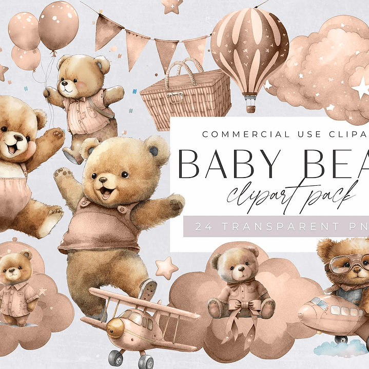 Kit Digital Ursinho de Pelúcia Aviador Marrom 1