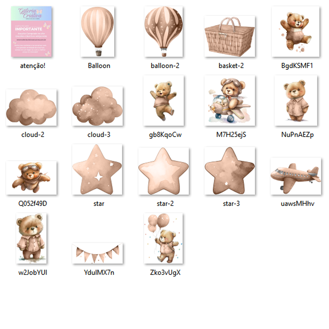 Kit Digital Ursinho de Pelúcia Aviador Marrom 2