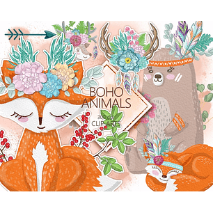 Kit Digital Boho Animais 