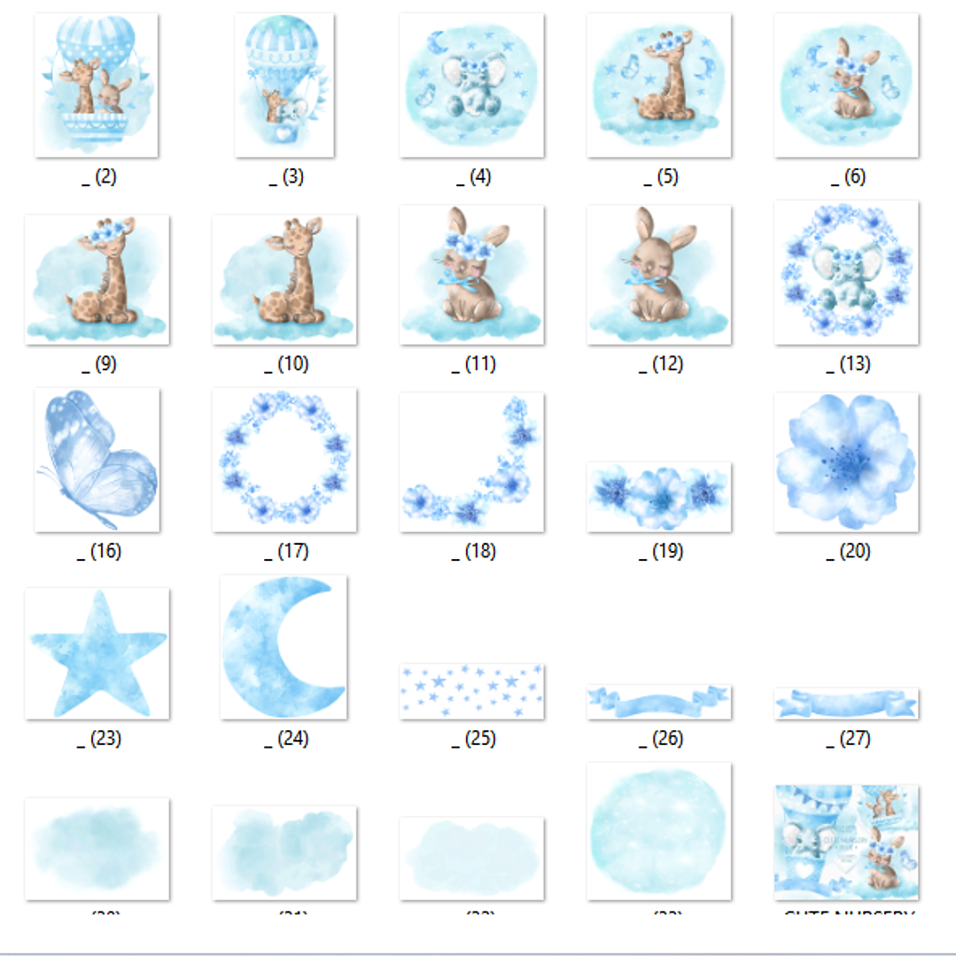 Kit Digital Azul Para Quarto de Bebê 2