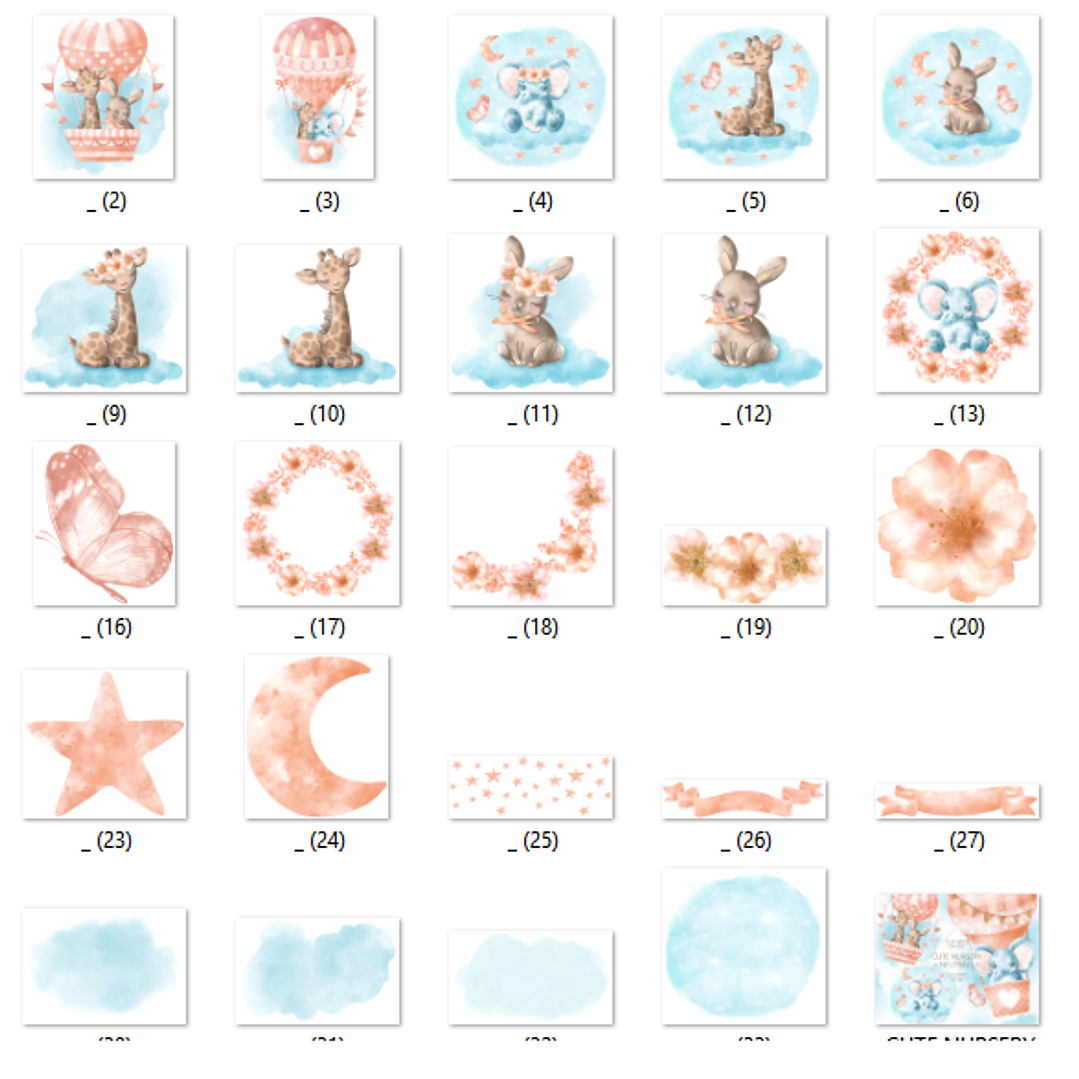 Kit Digital Bebês Animais no Balão de Ar Fofo  2