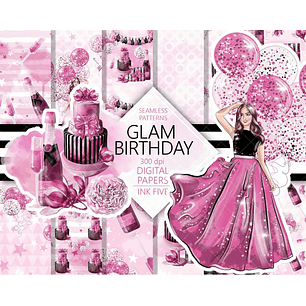 Kit Digital Papéis Aniversário Glamoroso