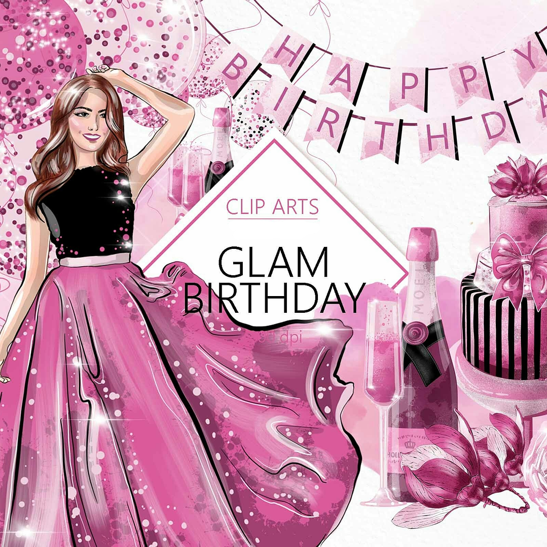 KIt Digital Aniversário Glamoroso  1