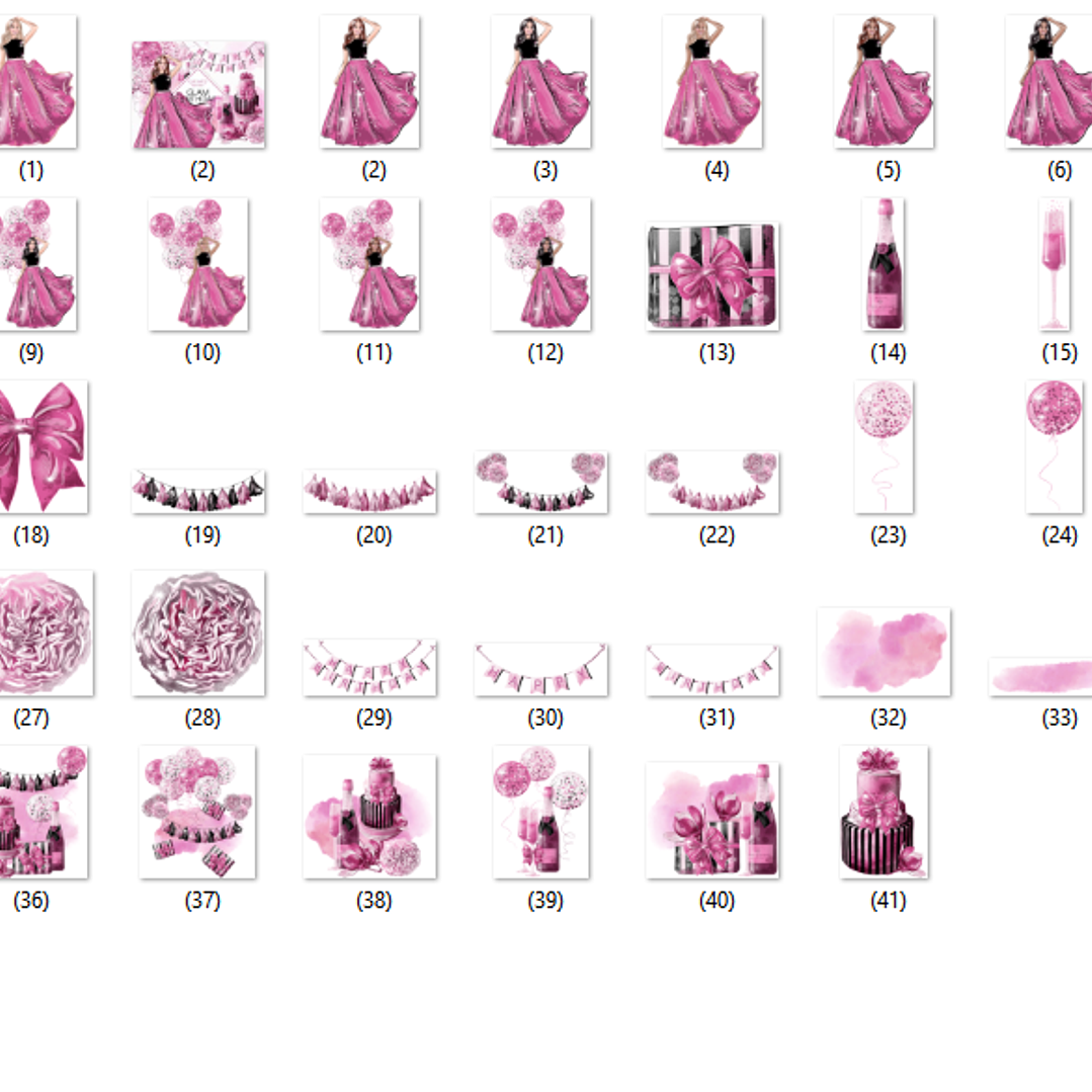 KIt Digital Aniversário Glamoroso  2