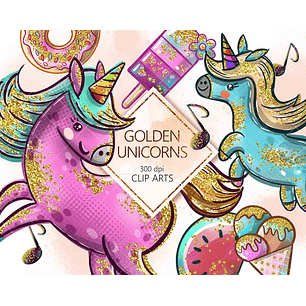 Kit Digital Unicórnios Dourados 