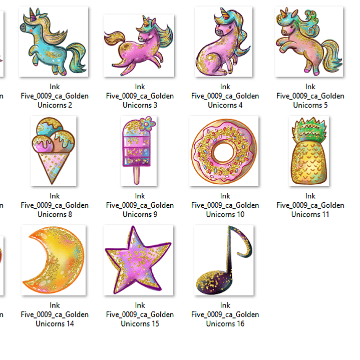 Kit Digital Unicórnios Dourados  2