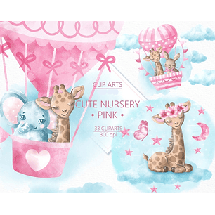 Kit Digital Animais Fofos no Balão de Ar 