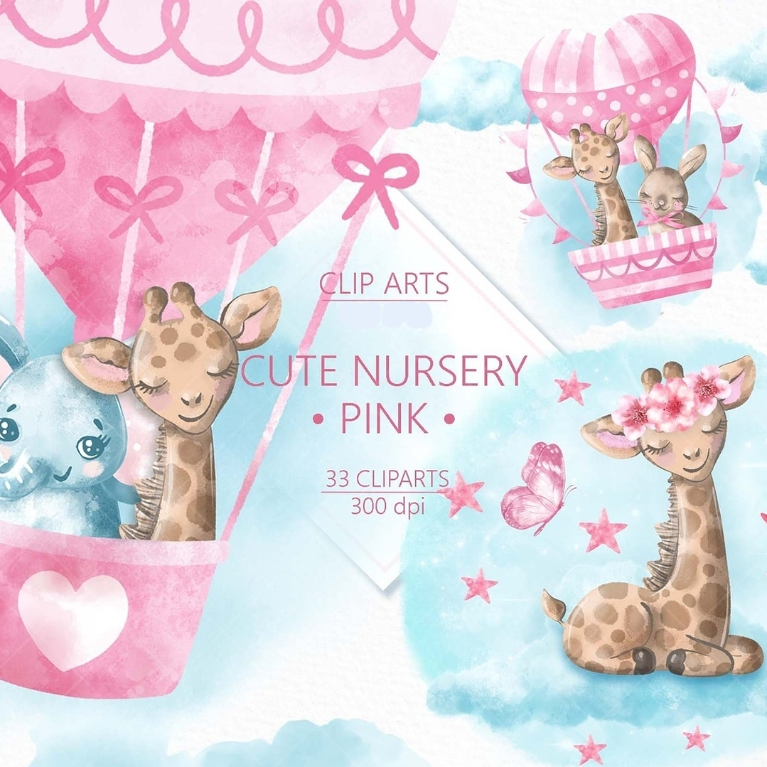 Kit Digital Animais Fofos no Balão de Ar  1