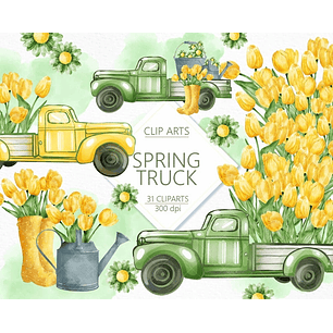 Kit Digital Caminhão Entrega de Flores Amarelas 